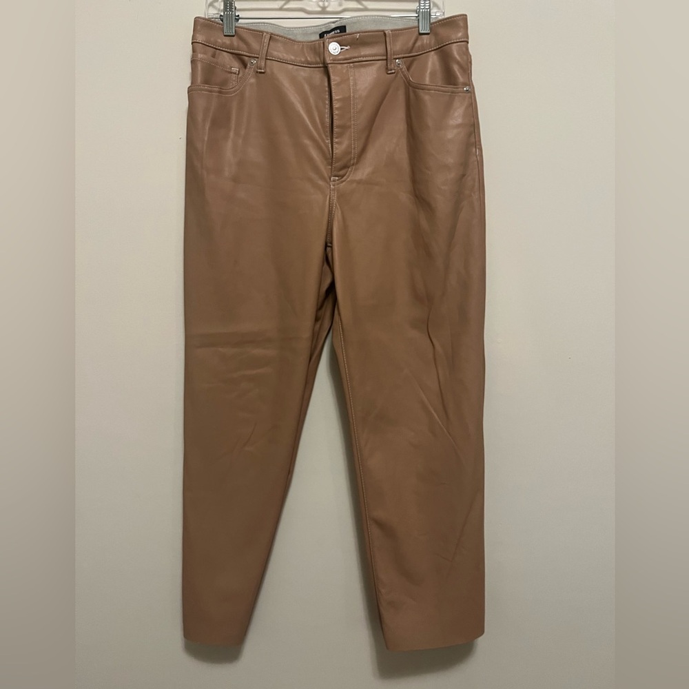 Express Tan Faux Leather Crop Pant - 12